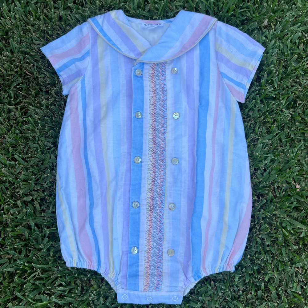 Dondolo Striped Baby Romper with Pastel Colors